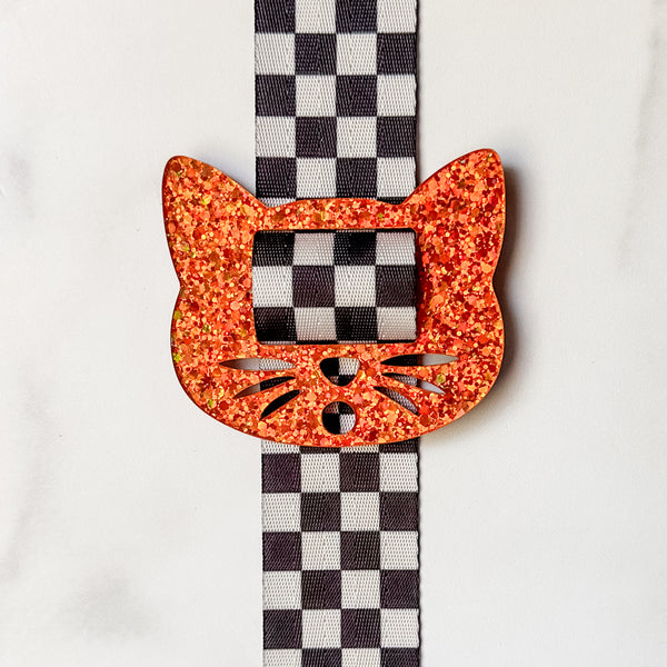 Removable Cat Head Strapzeez™ - Full Glitter Pumpkin