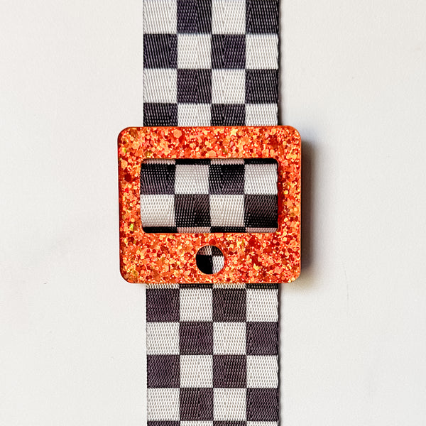 Removable Rectangle Strapzeez™ - Full Glitter Pumpkin