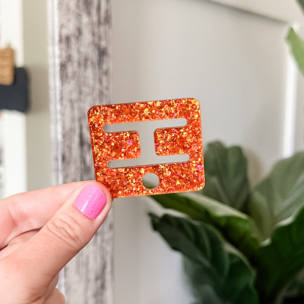 Removable Rectangle Strapzeez™ - Full Glitter Pumpkin