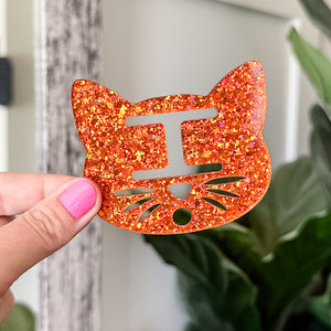 Removable Cat Head Strapzeez™ - Full Glitter Pumpkin