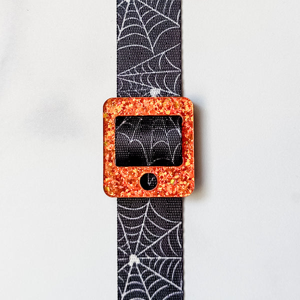 Removable Rectangle Strapzeez™ - Full Glitter Pumpkin