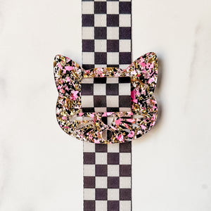 Removable Cat Head Strapzeez™ - Gold Pink Black Foil