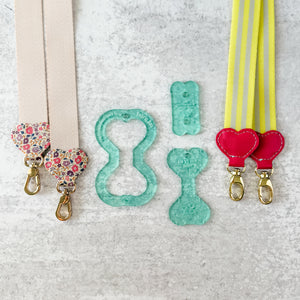 PATREON EXCLUSIVE PREORDER: Hearts Fancy Straps - Size 1" Webbing To 1/2" Hook - Set of 3 - Acrylic Template