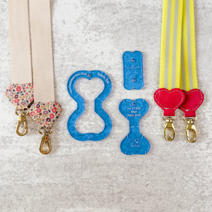 Hearts Fancy Straps - Size 1" Webbing To 1/2" Hook - BLUE - Set of 3 - Acrylic Template