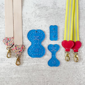 Hearts Fancy Straps - Size 1" Webbing To 1/2" Hook - BLUE - Set of 3 - Acrylic Template