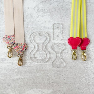 Hearts Fancy Straps - Size 1" Webbing To 1/2" Hook - CLEAR - Set of 3 - Acrylic Template