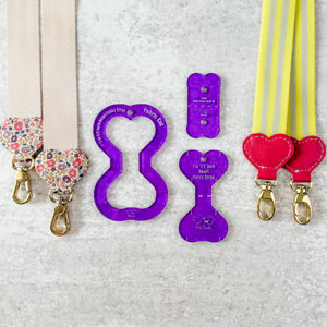 Hearts Fancy Straps - Size 1" Webbing To 1/2" Hook - PURPLE - Set of 3 - Acrylic Template