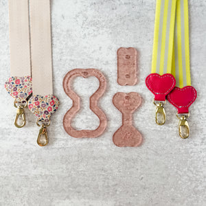 Hearts Fancy Straps - Size 1" Webbing To 1/2" Hook - ROSE GOLD - Set of 3 - Acrylic Template