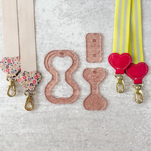 PATREON EXCLUSIVE PREORDER: Hearts Fancy Straps - Size 1" Webbing To 1/2" Hook - Set of 3 - Acrylic Template
