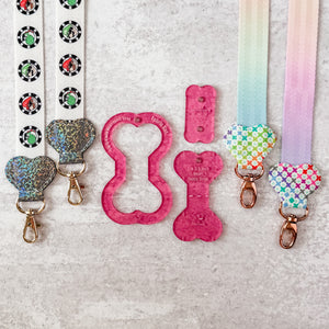 Hearts Fancy Straps - Size 1" Webbing To 3/4" Hook - PINK - Set of 3 - Acrylic Template