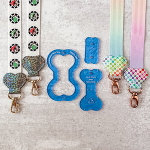 Hearts Fancy Straps - Size 1" Webbing To 3/4" Hook - BLUE - Set of 3 - Acrylic Template