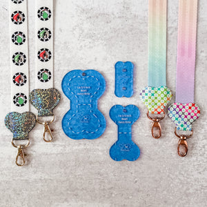 Hearts Fancy Straps - Size 1" Webbing To 3/4" Hook - BLUE - Set of 3 - Acrylic Template