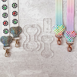 Hearts Fancy Straps - Size 1" Webbing To 3/4" Hook - CLEAR - Set of 3 - Acrylic Template