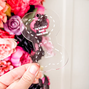 Hearts Fancy Straps - Size 1" Webbing To 3/4" Hook - CLEAR - Set of 3 - Acrylic Template