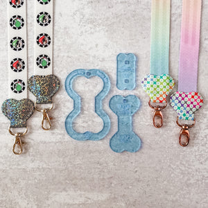 Hearts Fancy Straps - Size 1" Webbing To 3/4" Hook - OCEAN - Set of 3 - Acrylic Template