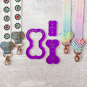 Hearts Fancy Straps - Size 1" Webbing To 3/4" Hook - PURPLE - Set of 3 - Acrylic Template