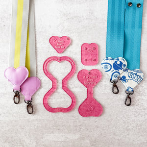 Hearts Fancy Straps - Size 1.5" Webbing To 1/2" Hook - Set of 4 - PINK - Acrylic Template