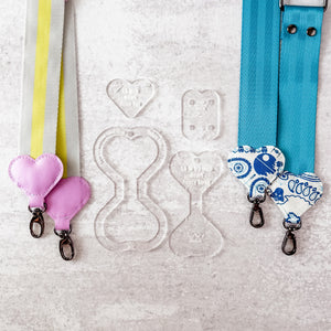 Hearts Fancy Straps - Size 1.5" Webbing To 1/2" Hook - Set of 4 - CLEAR - Acrylic Template