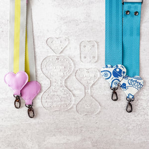 Hearts Fancy Straps - Size 1.5" Webbing To 1/2" Hook - Set of 4 - CLEAR - Acrylic Template
