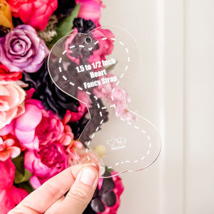 Hearts Fancy Straps - Size 1.5" Webbing To 1/2" Hook - Set of 4 - CLEAR - Acrylic Template