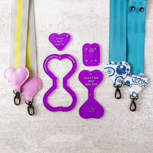 Hearts Fancy Straps - Size 1.5" Webbing To 1/2" Hook - Set of 4 - PURPLE - Acrylic Template