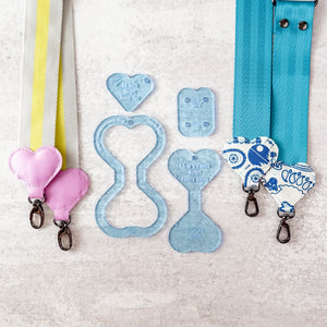 Hearts Fancy Straps - Size 1.5" Webbing To 1/2" Hook - Set of 4 - OCEAN - Acrylic Template