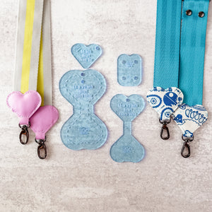 Hearts Fancy Straps - Size 1.5" Webbing To 1/2" Hook - Set of 4 - OCEAN - Acrylic Template
