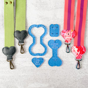 Hearts Fancy Straps - Size 1.5" Webbing To 3/4" Hook - BLUE - Set of 4 - Acrylic Template
