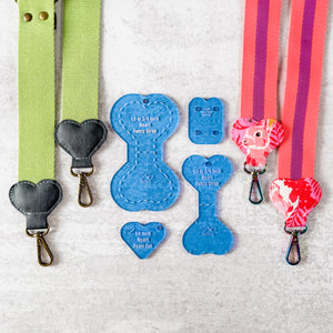 Hearts Fancy Straps - Size 1.5" Webbing To 3/4" Hook - BLUE - Set of 4 - Acrylic Template