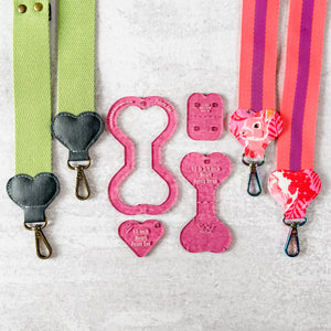 Hearts Fancy Straps - Size 1.5" Webbing To 3/4" Hook - PINK - Set of 4 - Acrylic Template