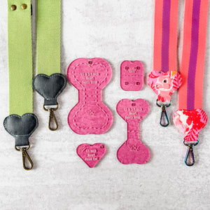 Hearts Fancy Straps - Size 1.5" Webbing To 3/4" Hook - PINK - Set of 4 - Acrylic Template