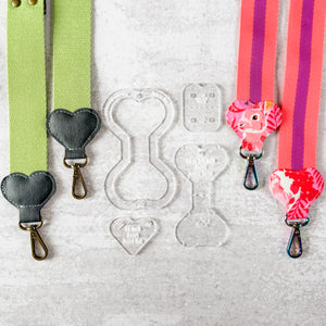 Hearts Fancy Straps - Size 1.5" Webbing To 3/4" Hook - CLEAR - Set of 4 - Acrylic Template