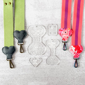 Hearts Fancy Straps - Size 1.5" Webbing To 3/4" Hook - CLEAR - Set of 4 - Acrylic Template