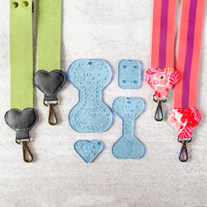 Hearts Fancy Straps - Size 1.5" Webbing To 3/4" Hook - OCEAN - Set of 4 - Acrylic Template