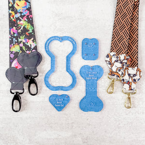 Hearts Fancy Straps - Size 1.5" Webbing To 1" Hook - BLUE - Set of 4 - Acrylic Template