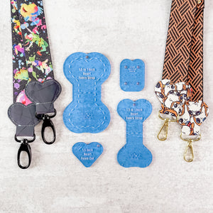 Hearts Fancy Straps - Size 1.5" Webbing To 1" Hook - BLUE - Set of 4 - Acrylic Template