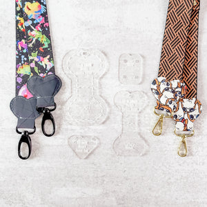 Hearts Fancy Straps - Size 1.5" Webbing To 1" Hook - CLEAR - Set of 4 - Acrylic Template