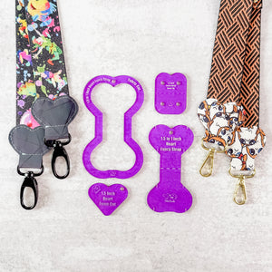 Hearts Fancy Straps - Size 1.5" Webbing To 1" Hook - PURPLE - Set of 4 - Acrylic Template