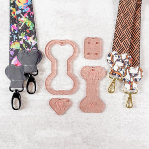 Hearts Fancy Straps - Size 1.5" Webbing To 1" Hook - ROSE GOLD - Set of 4 - Acrylic Template