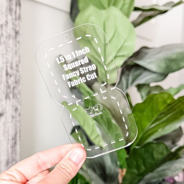 Squared Fancy Straps - Size 1.5" Webbing To 1" Hook - Clear - Set of 3 - Acrylic Template