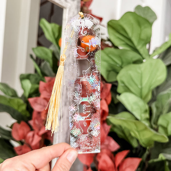 SPICY Bookmark With Tassel - LIMITED COLOR - Holographic Spider - Acrylic Template - Tassel Color May Vary