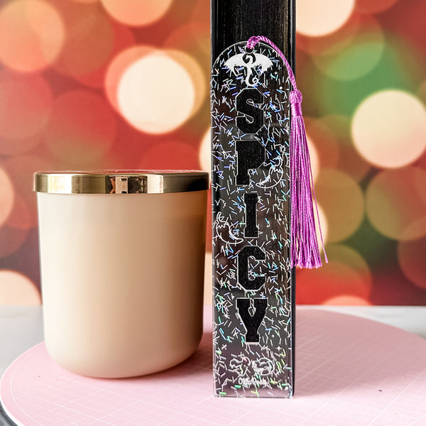 SPICY Bookmark With Tassel - LIMITED COLOR - Holographic Sprinkle - Acrylic Template - Tassel Color May Vary