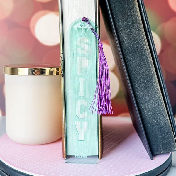 SPICY Bookmark With Tassel - Light Green - Acrylic Template - Tassel Color May Vary