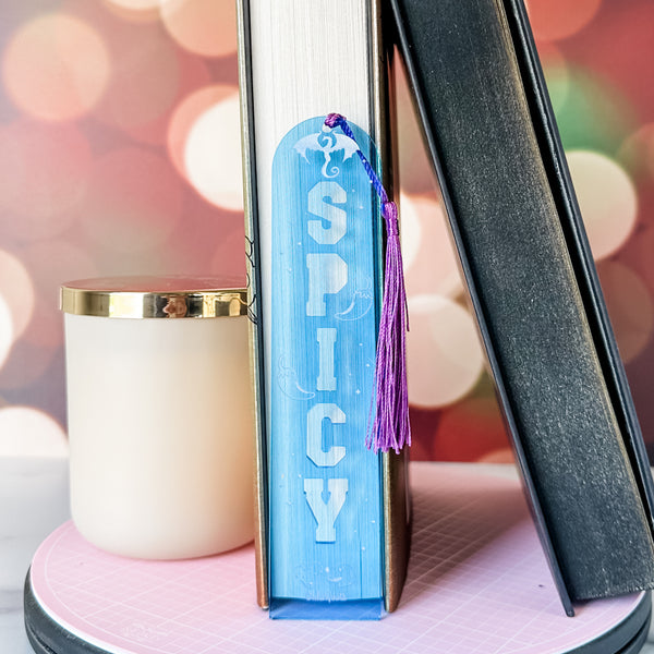 SPICY Bookmark With Tassel - Blue - Acrylic Template - Tassel Color May Vary