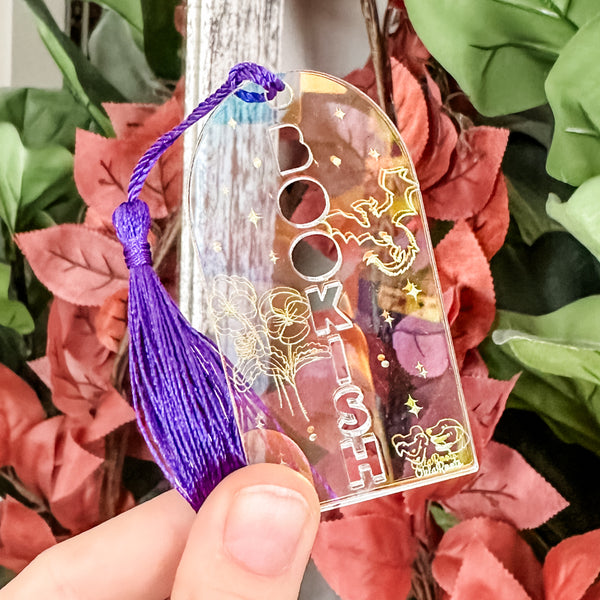 Bookish Bookmark With Tassel - Holographic - Acrylic Template - Tassel Color May Vary