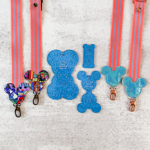 Mouse Fancy Straps - Size 1" Webbing To 1/2" Hook - BLUE - Set of 3 - Acrylic Template