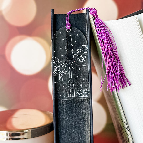 Bookish Bookmark With Tassel - Clear - Acrylic Template - Tassel Color May Vary