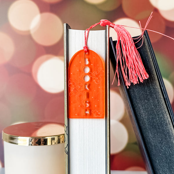 Bookish Bookmark With Tassel - Tangerine - Acrylic Template - Tassel Color May Vary