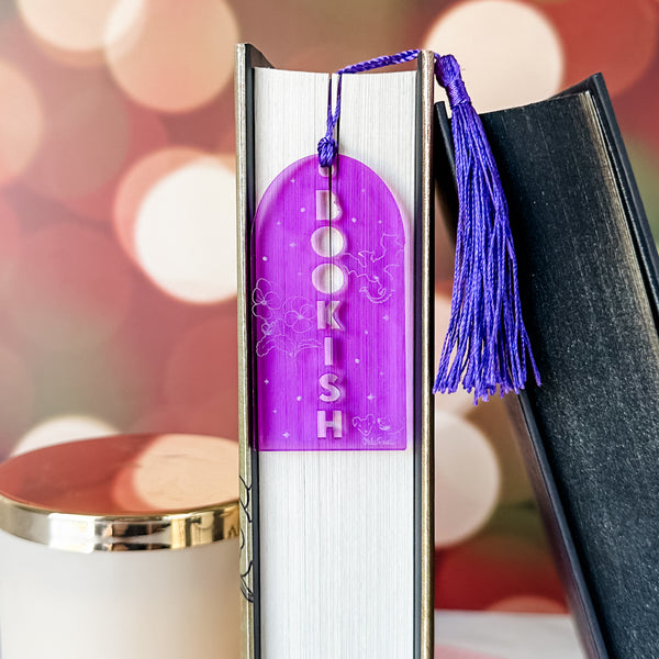 Bookish Bookmark With Tassel - Purple - Acrylic Template - Tassel Color May Vary