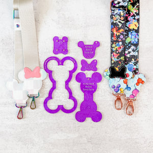 Mouse Fancy Straps - Size 1.5" Webbing To 1" Hook - PURPLE - Set of 5 - Acrylic Template